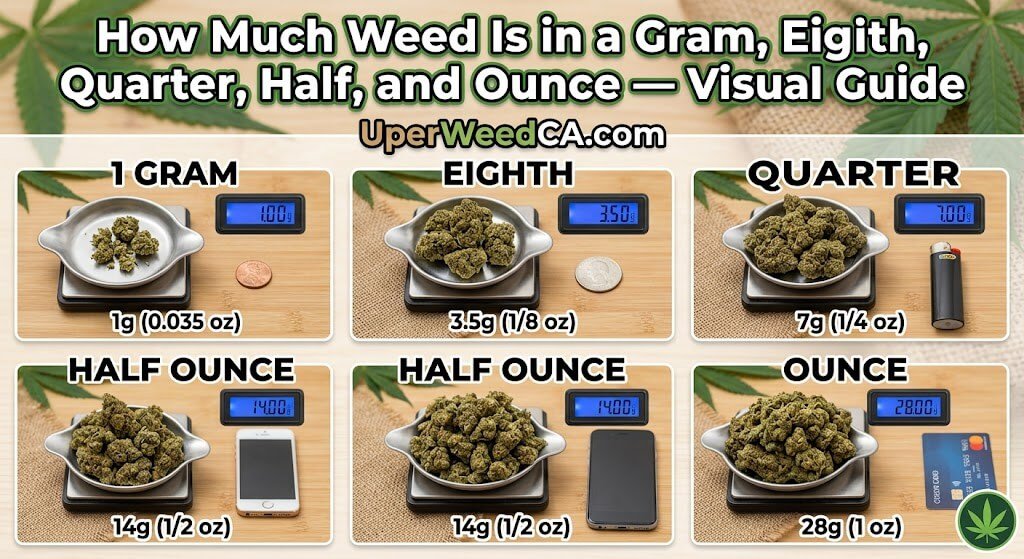 How Much Weed Is in a Gram, Eighth, Quarter, Half, and Ounce — Visual Guide