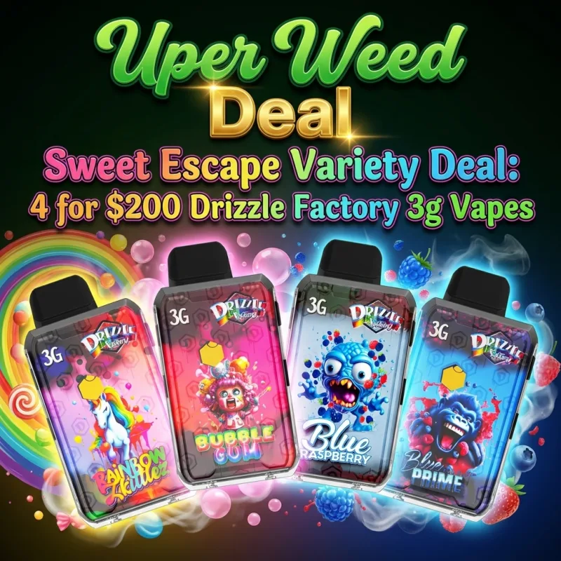 Sweet Escape Variety Deal: 4 for $200 Drizzle Factory 3g Vapes photo 1