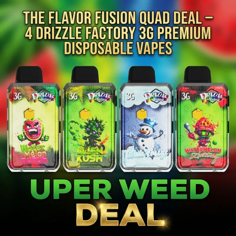 The Flavor Fusion Quad Deal – 4 Drizzle Factory 3g Premium Disposable Vapes photo 1