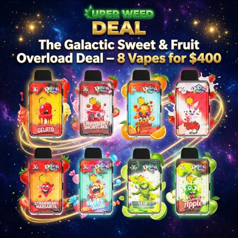 The Galactic Sweet & Fruit Overload Deal – 8 x 3g Vapes for $400 photo 1
