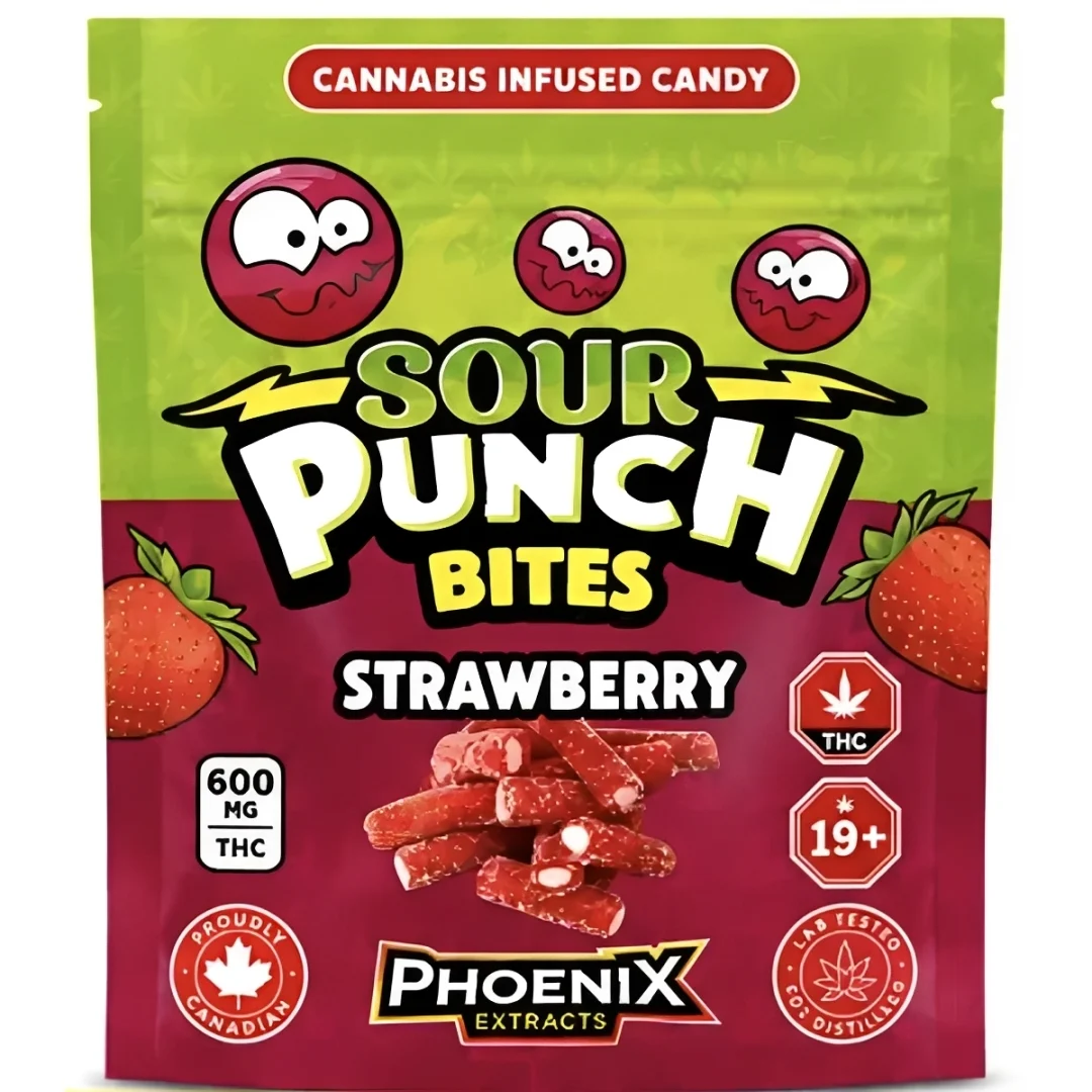 Sour Punch Bites THC Candies 600 MG - Strawberry