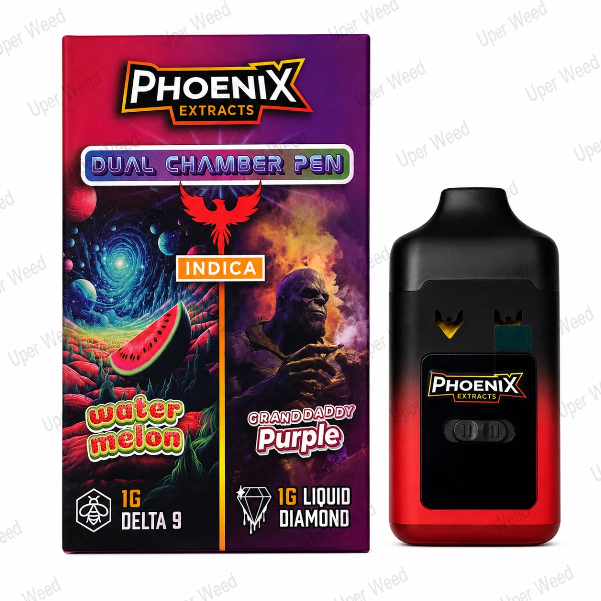 Phoenix 2G Dual Chamber Vape Pen - Watermelon & Grand Daddy Purple (1G/Chamber) photo 1