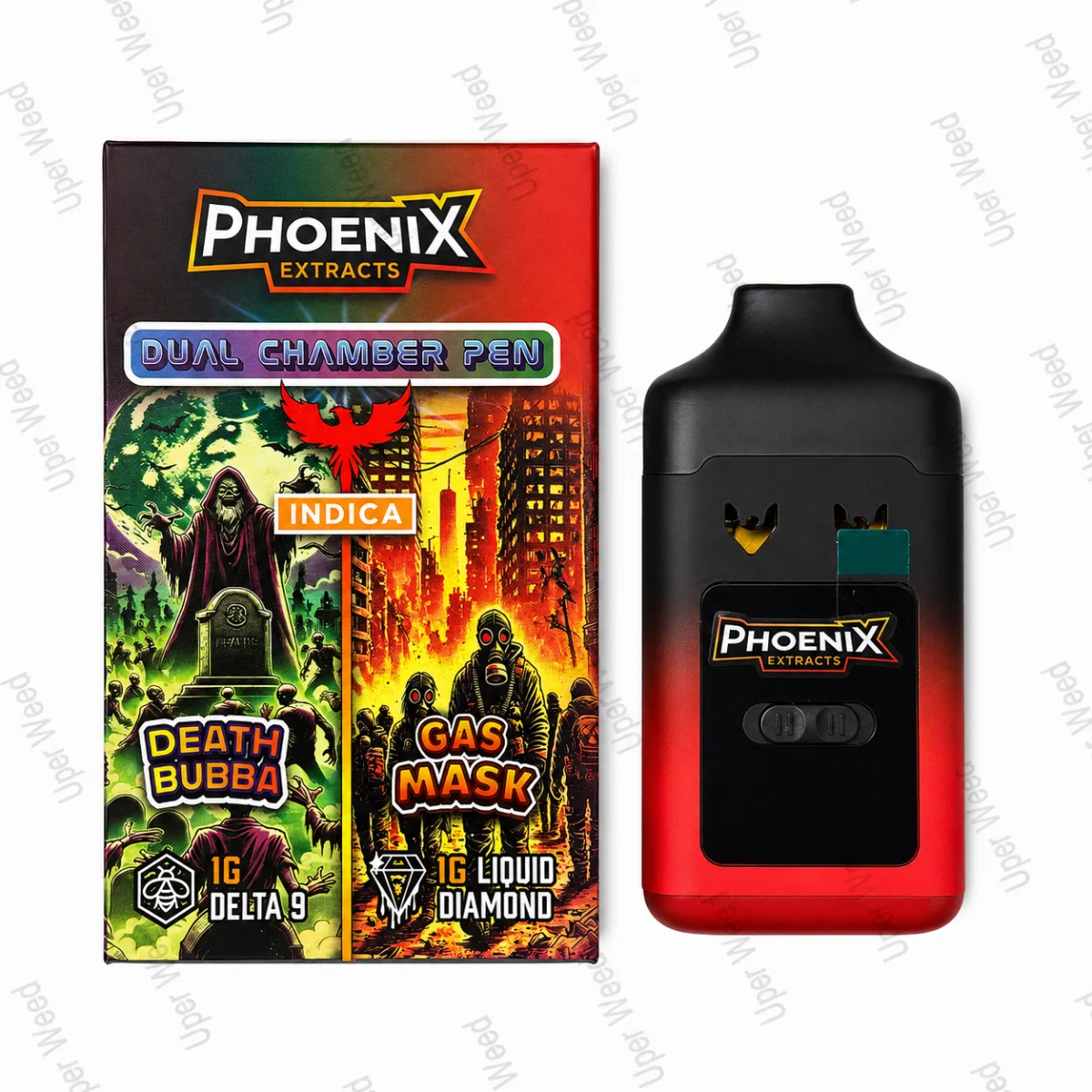 Phoenix 2G Dual Chamber Vape Pen - Death Bubba & Gas Mask (1G/Chamber) photo 1