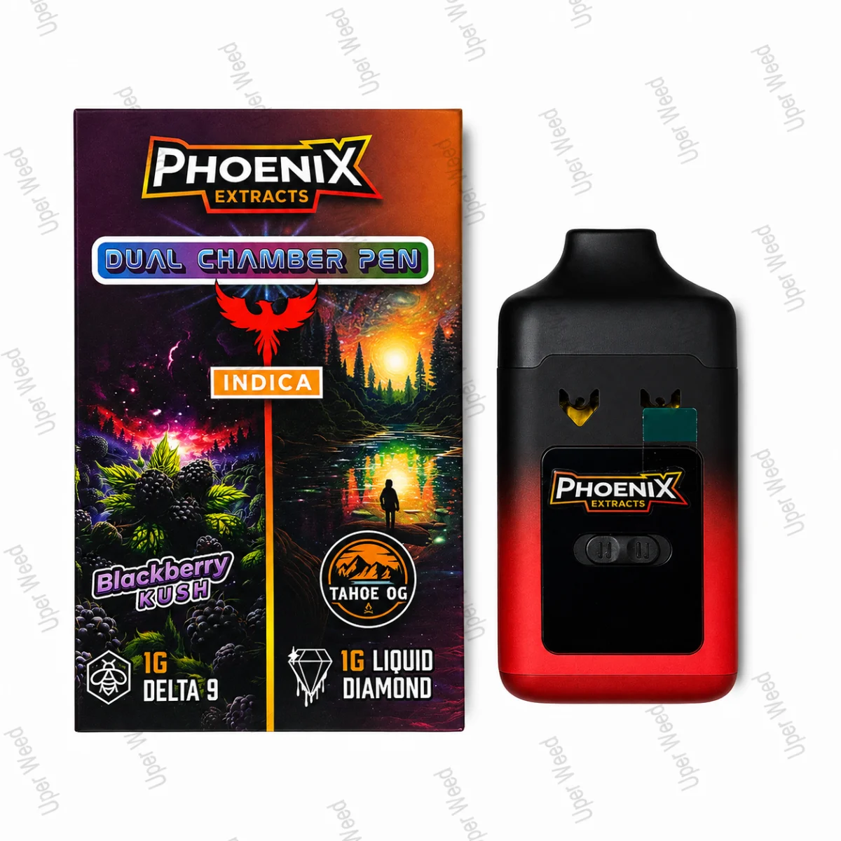Phoenix 2G Dual Chamber Vape Pen - Blackberry Kush & Tahoe OG (1G/Chamber) photo 1