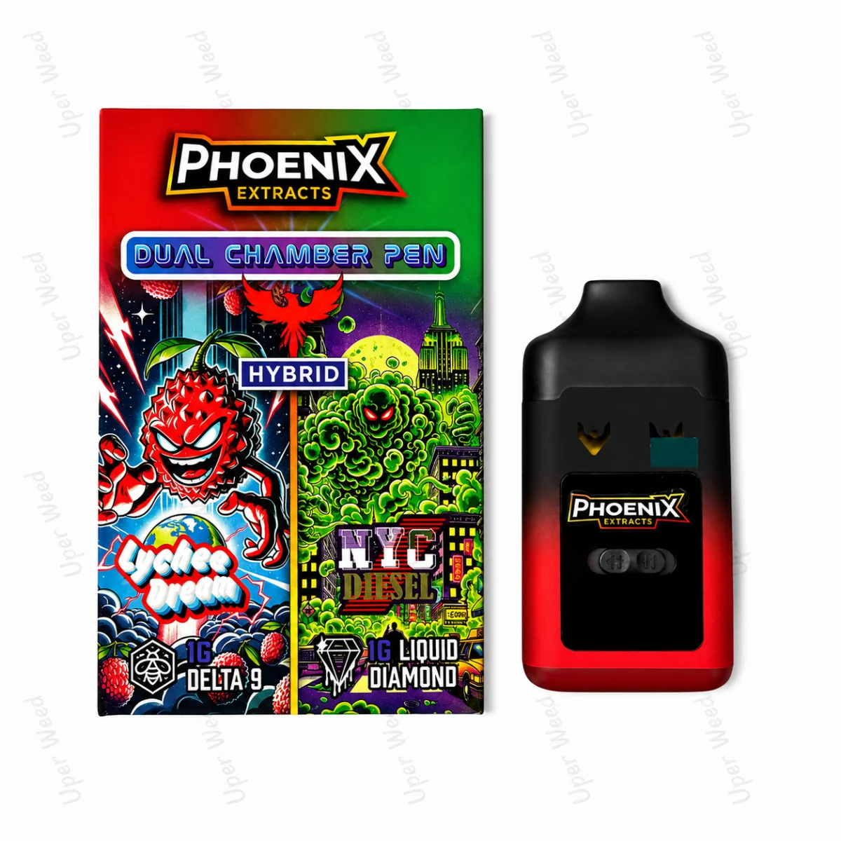 Phoenix 2G Dual Chamber Vape Pen - Lychee Dream & NYC Diesel (1G/Chamber) photo 1