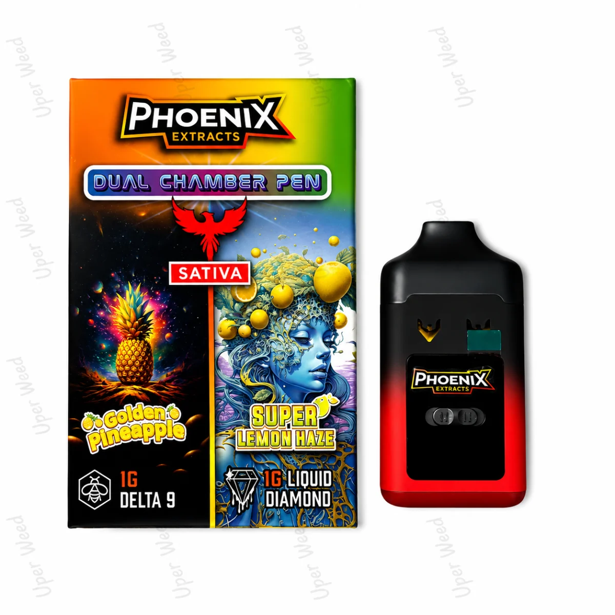 Phoenix 2G Dual Chamber Vape Pen - Golden Pineapple & Super Lemon Haze (1G/Chamber) photo 1