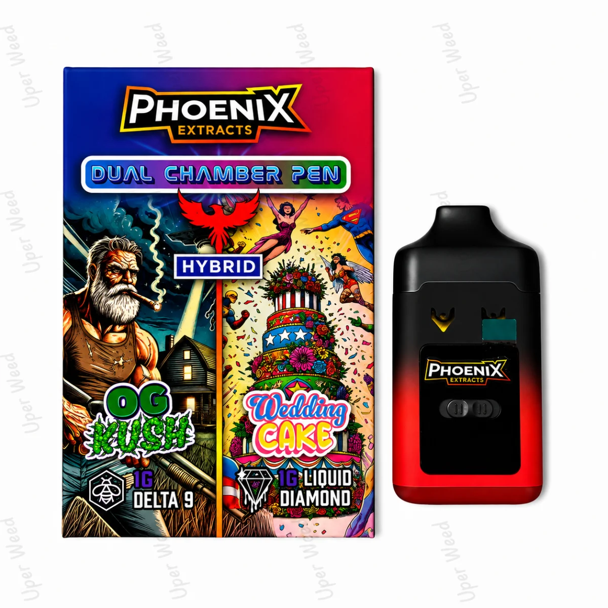 Phoenix 2G Dual Chamber Vape Pen - OG Kush & Wedding Cake (1G/Chamber) photo 1