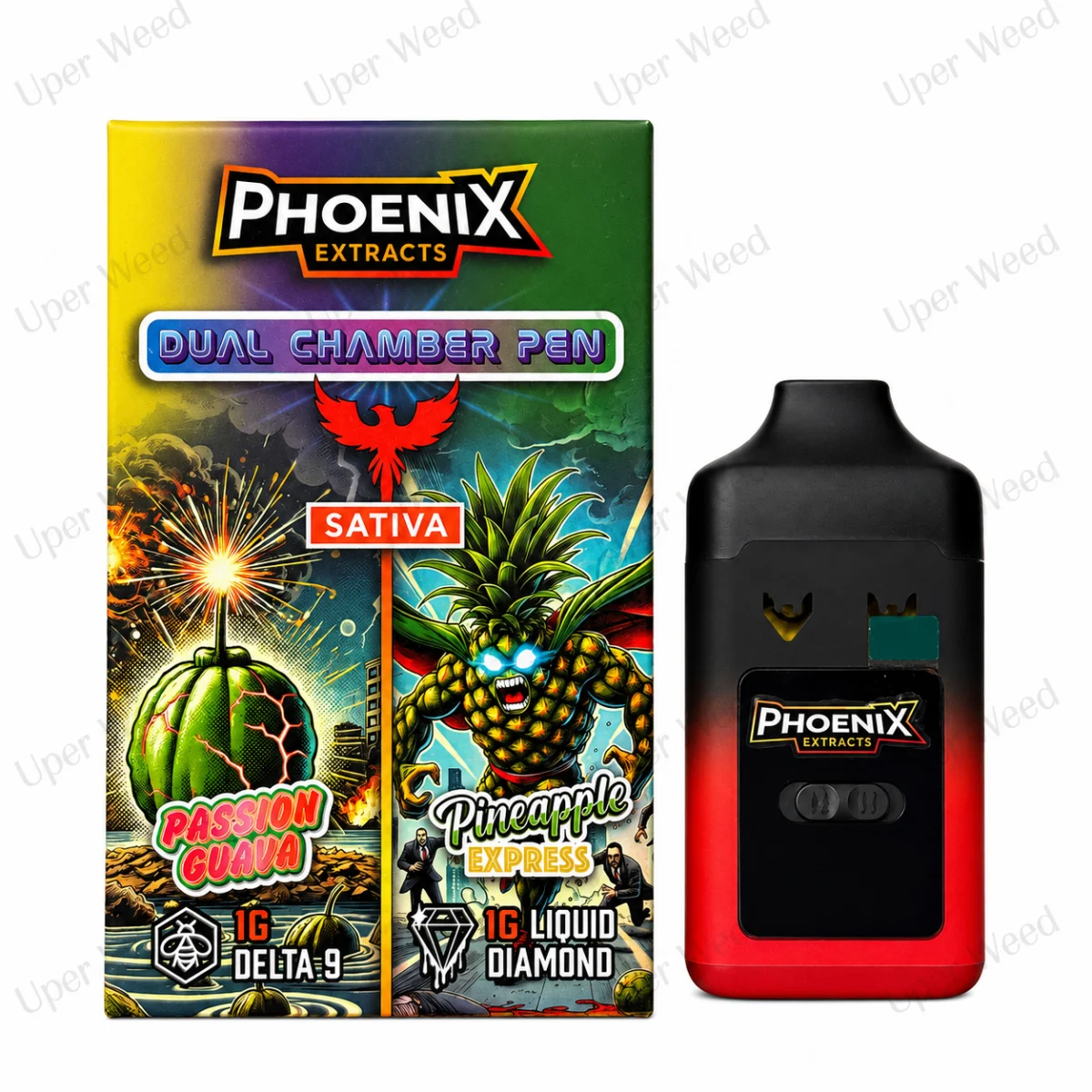 Phoenix 2G Dual Chamber Vape Pen - Passion Guava & Pineapple Express (1G/Chamber) photo 1