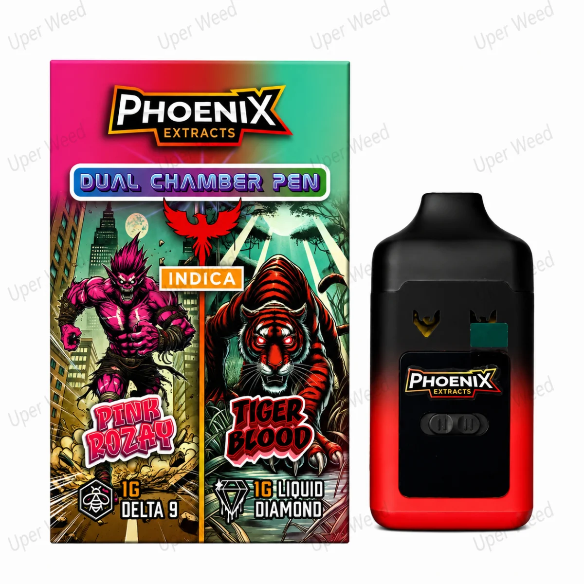 Phoenix 2G Dual Chamber Vape Pen - Pink Rozay & Tiger Blood (1G/Chamber) photo 1