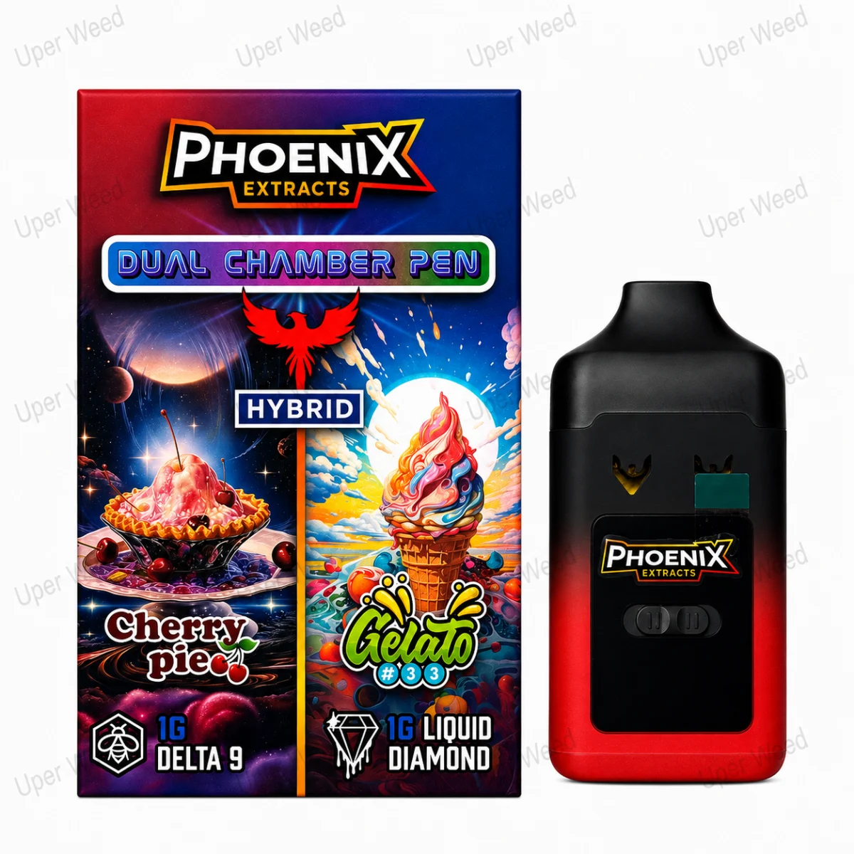 Phoenix 2G Dual Chamber Vape Pen - Cherry Pie & Gelato #33 (1G/Chamber) photo 1