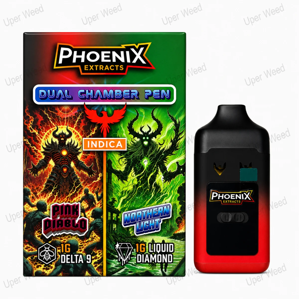 Phoenix 2G Dual Chamber Vape Pen - Pink Diablo & Northern Light (1G/Chamber) photo 1