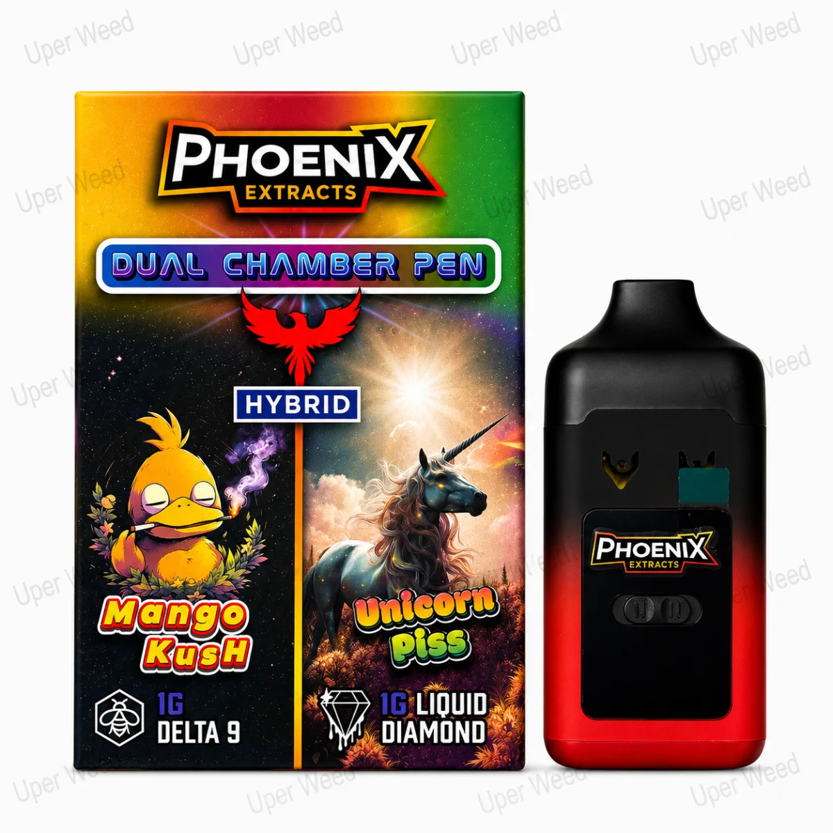Phoenix 2G Dual Chamber Vape Pen - Mango Kush & Unicorn Piss (1G/Chamber) photo 1