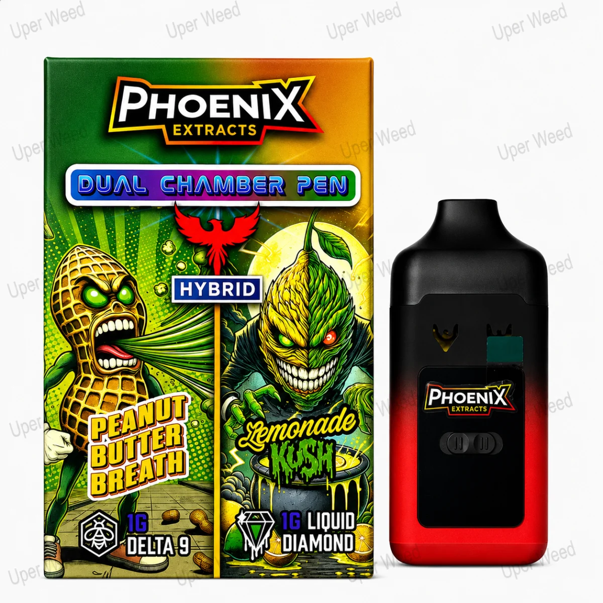 Phoenix 2G Dual Chamber Vape Pen - Peanut Butter Breathe & Lemonade Kush (1G/Chamber) photo 1
