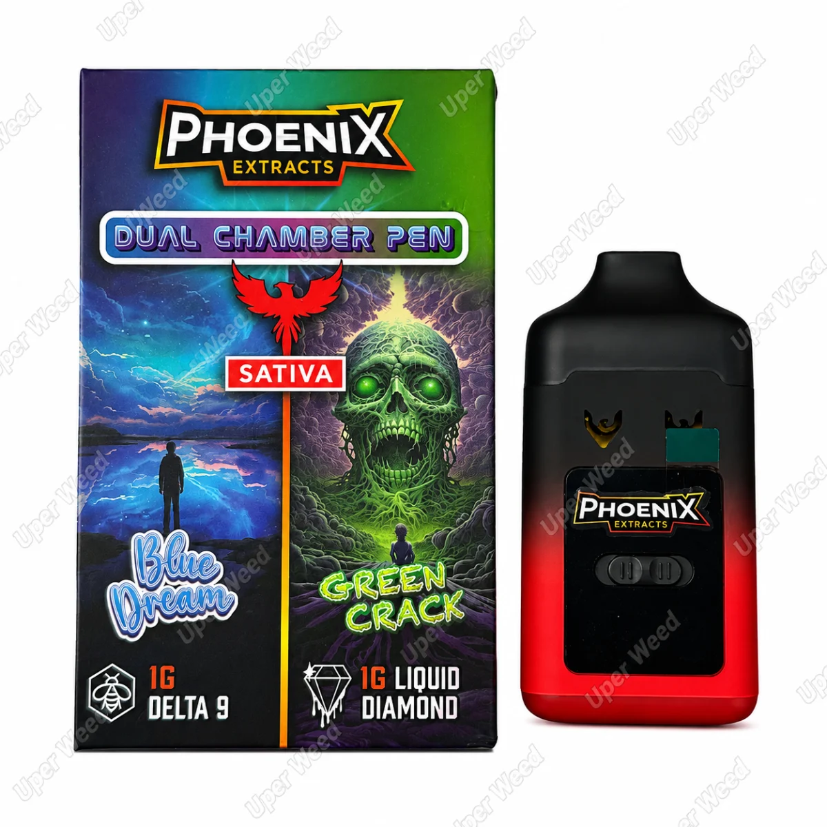 Phoenix 2G Dual Chamber Vape Pen - Blue Dream & Green Crack (1G/Chamber) photo 1