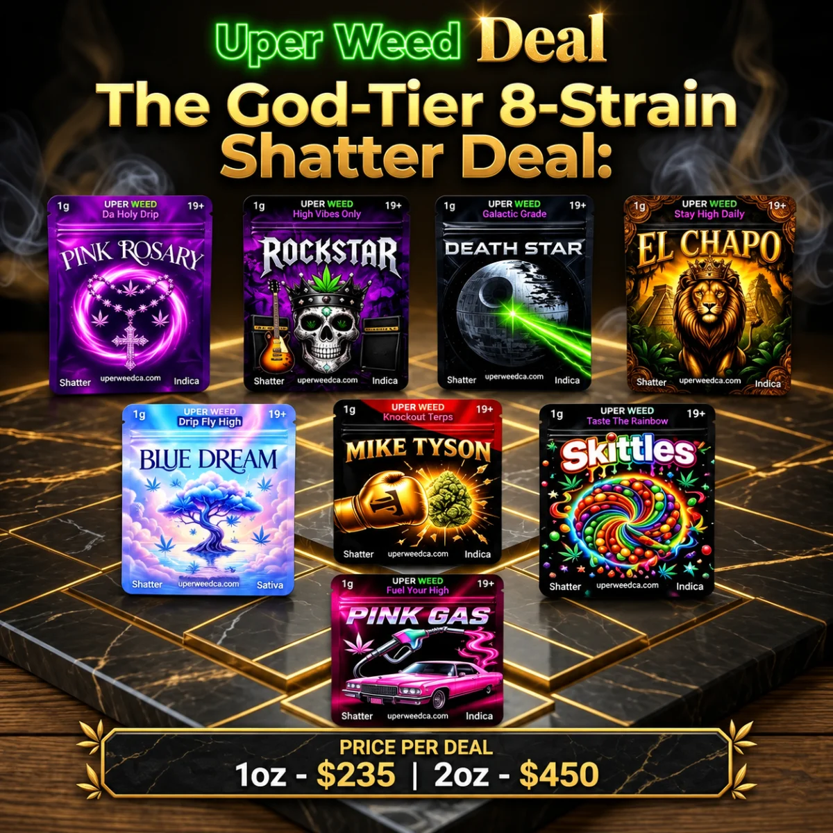 The God-Tier 8-Strain Shatter Deal: 1oz $235 | 2oz $450 photo 1