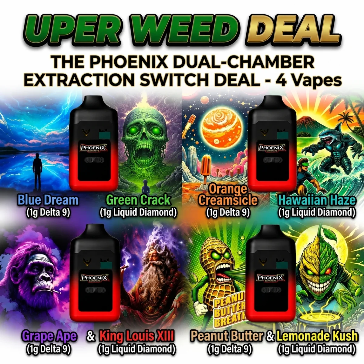 The Phoenix Dual-Chamber Extraction Switch Deal – Four 2g Dual-Chamber Vapes photo 1