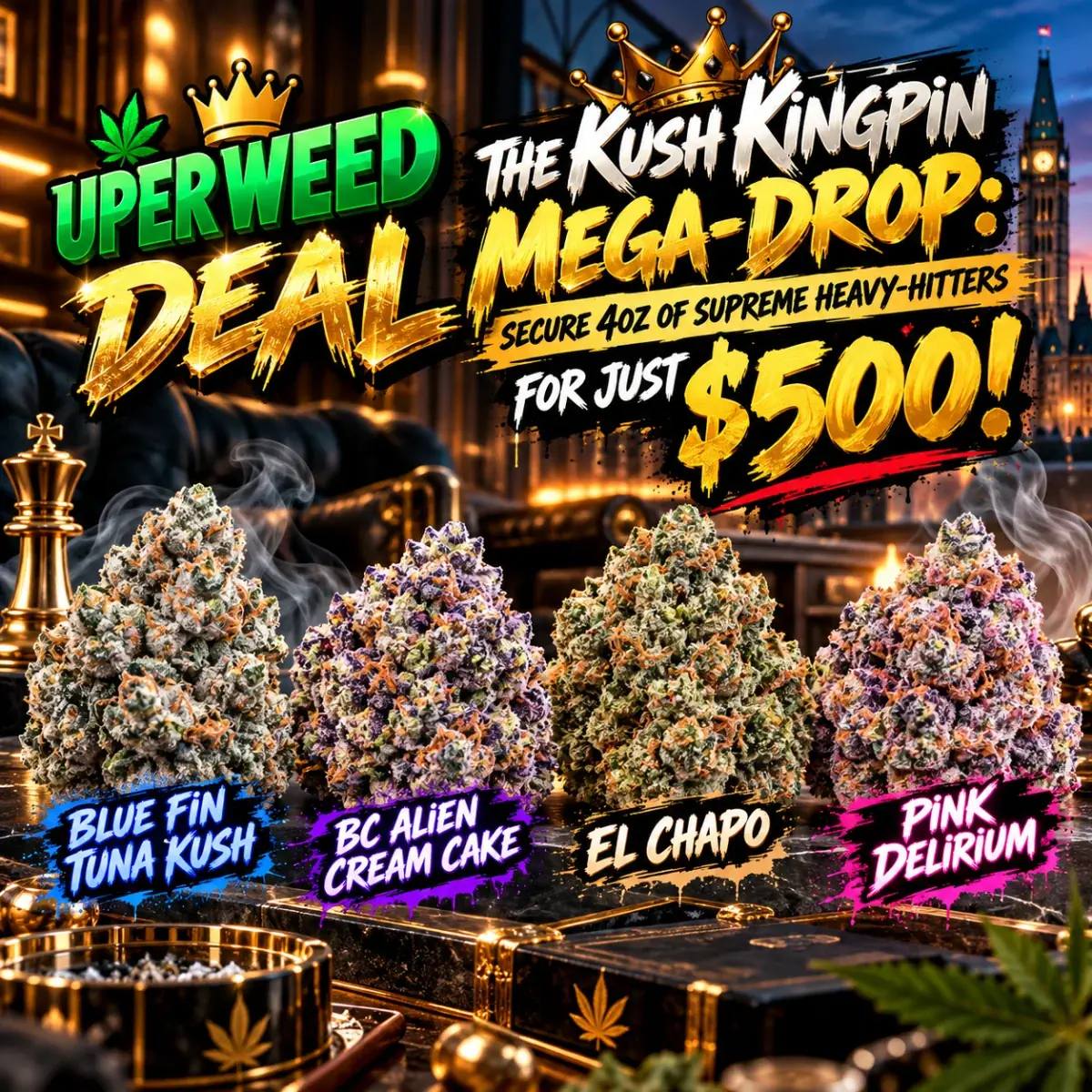 THE KUSH KINGPIN MEGA-DROP: Secure 4oz of Supreme Heavy-Hitters for Just $500! photo 1