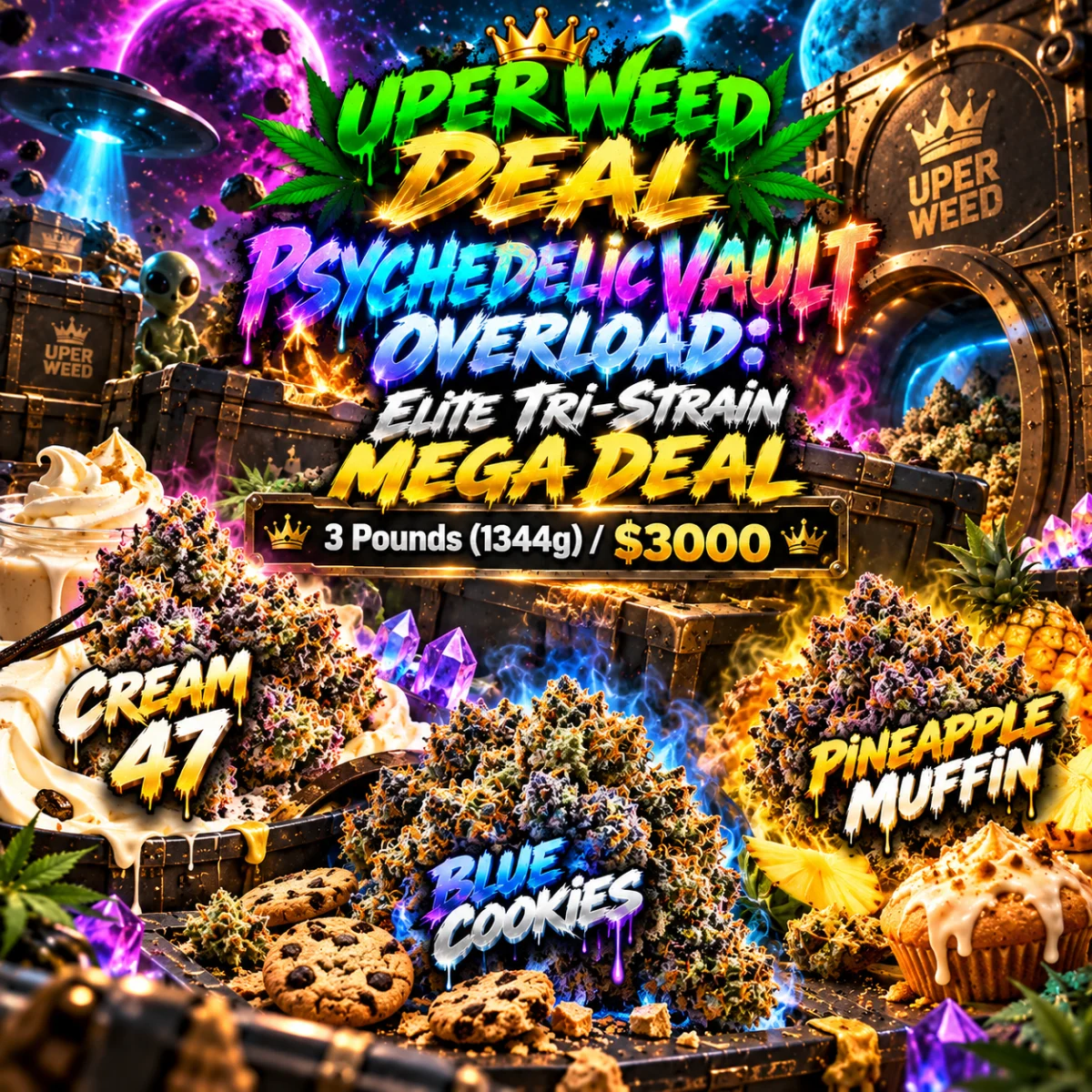 PSYCHEDELIC VAULT OVERLOAD: Elite Tri-Strain MEGA DEAL [3 Pounds (1344g) / $3000] photo 1