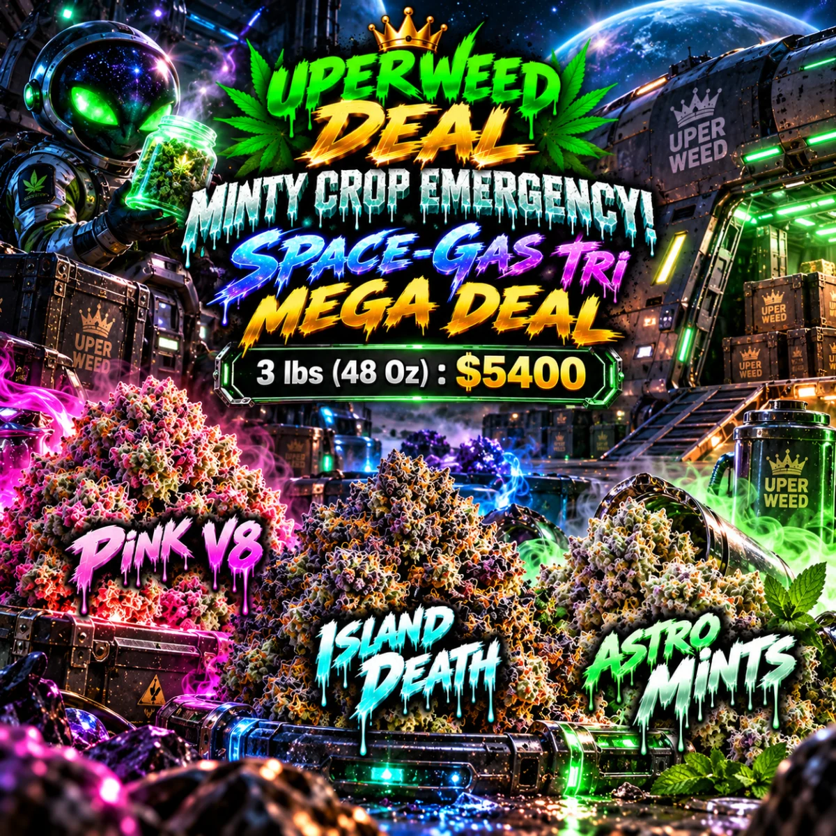 MINTY CROP EMERGENCY! Space-Gas Tri MEGA DEAL [3 lbs (48 Oz) : $5400] photo 1